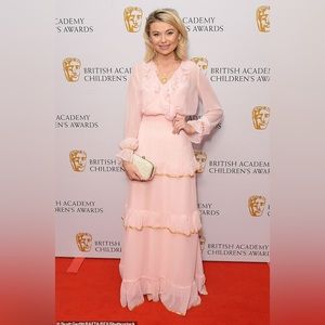 MIKAEL AGHAL | Women’s Red Carpet Rose Gown with Gold Trim Size 2